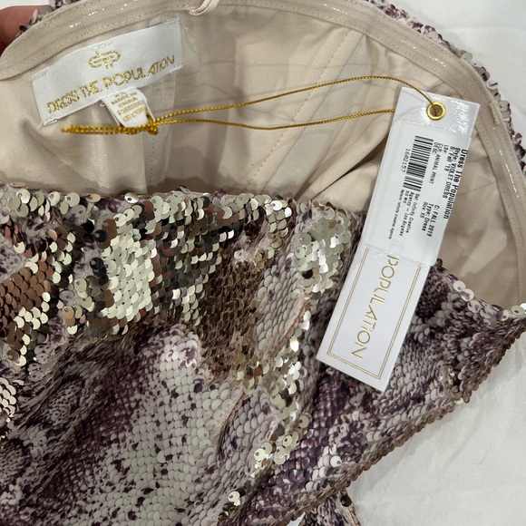 Dress the Population- VIOLET WOMENS SEQUINED SNAKE PRINT PARTY DRESS- NWT - Picture 5 of 8